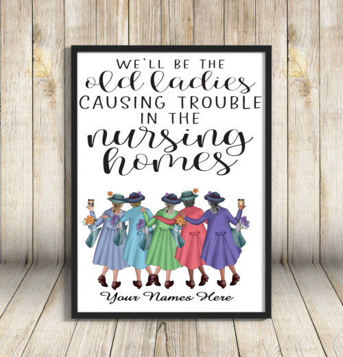 Best Friends A4 Print, Custom Best Friends Old Ladies Picture